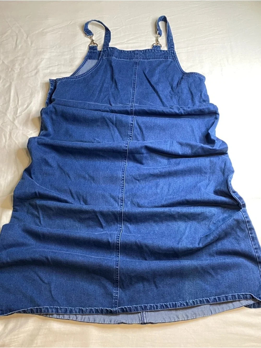 Denim Maxi Overall Dress Size L Oversized Pinafore Blue - Picture 5 of 8